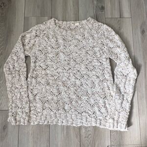 Anthropologie Moth Anita Knit Crewneck Sweater Crochet Cream women’s small